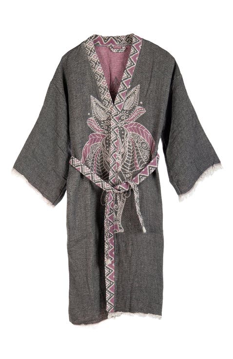 Astrid - Elephant Pattern Handmade Cotton Robe Cover-Up