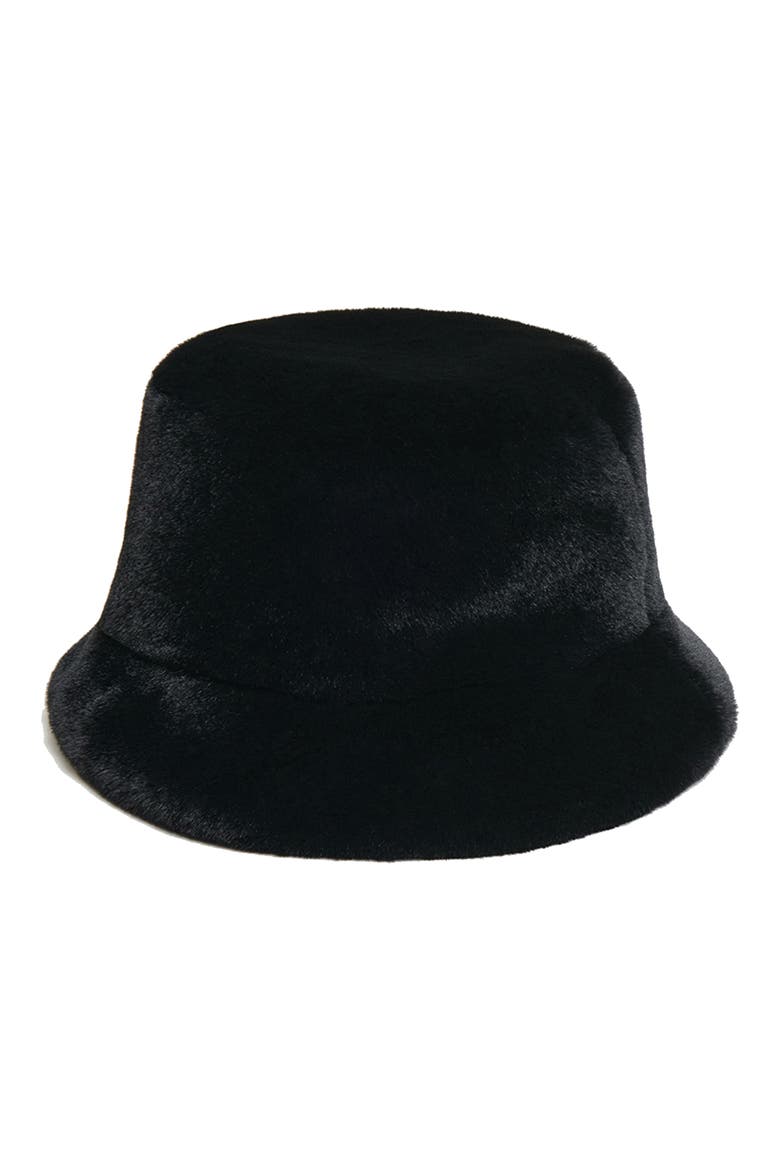 Amara Pluche™ Faux Fur Bucket Hat, Main, color, NOIR