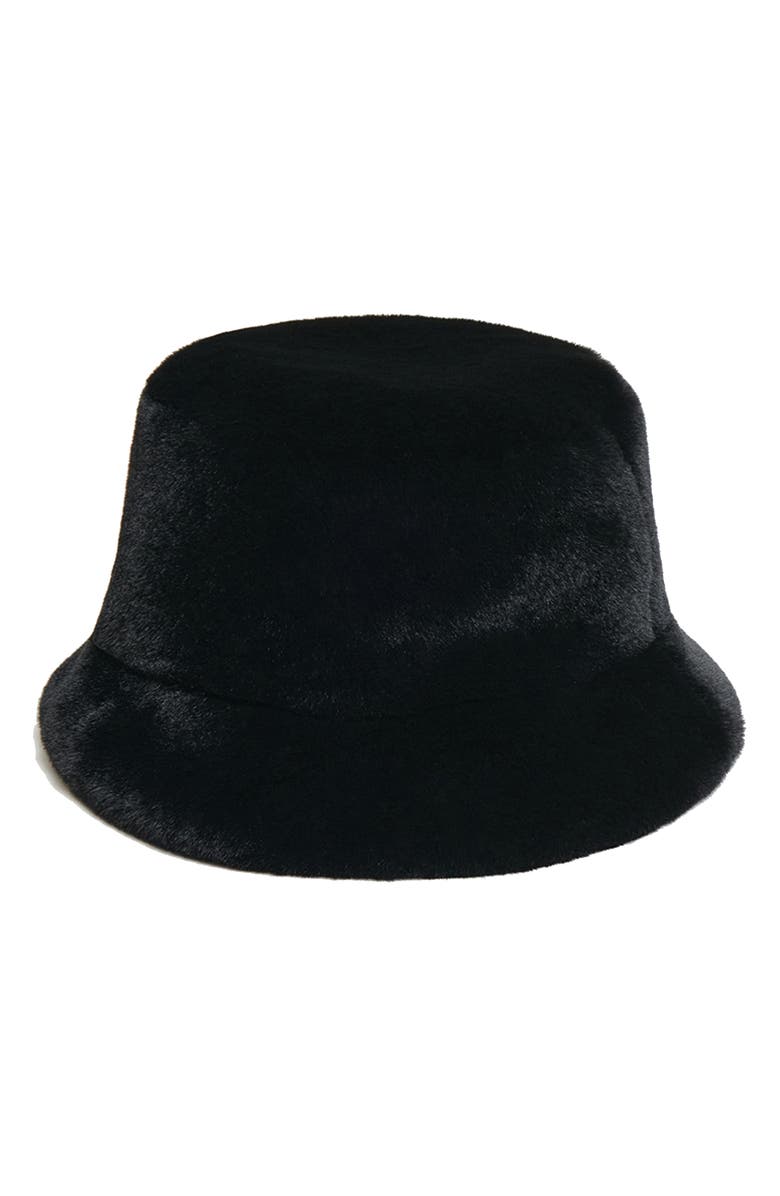 Apparis Amara Pluche<sup>™</sup> Faux Fur Bucket Hat, Main, color, Noir