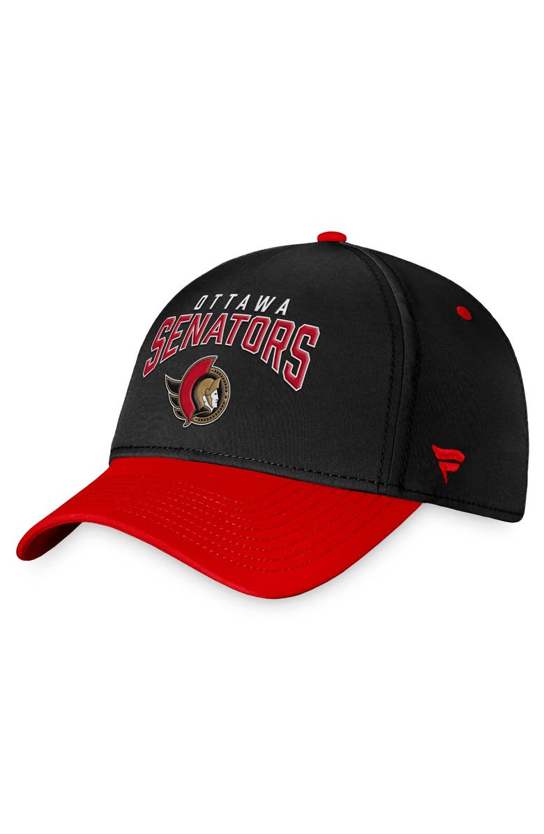 FANATICS Men's Fanatics Branded Black/Red Ottawa Senators Fundamental 2-Tone Flex Hat, Main, color,