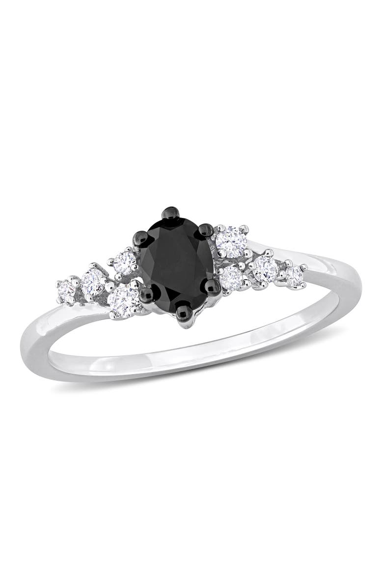 Julianna B. Black & White Diamond Oval Cluster Ring 14k, Main, color, 14K White Gold