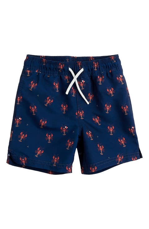 Kids' Lobster Print Swim Trunks