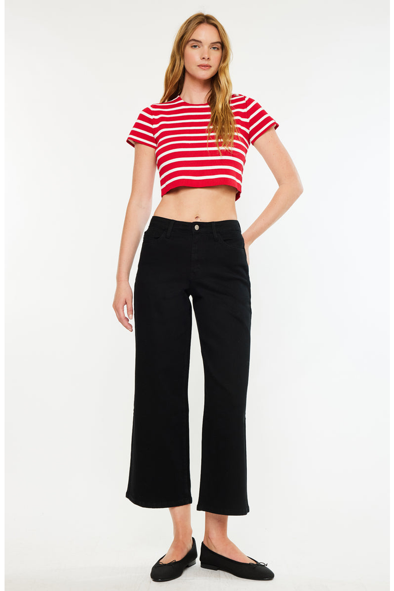 Shea High Rise Cropped Wide Leg Jeans, Alternate, color, Black