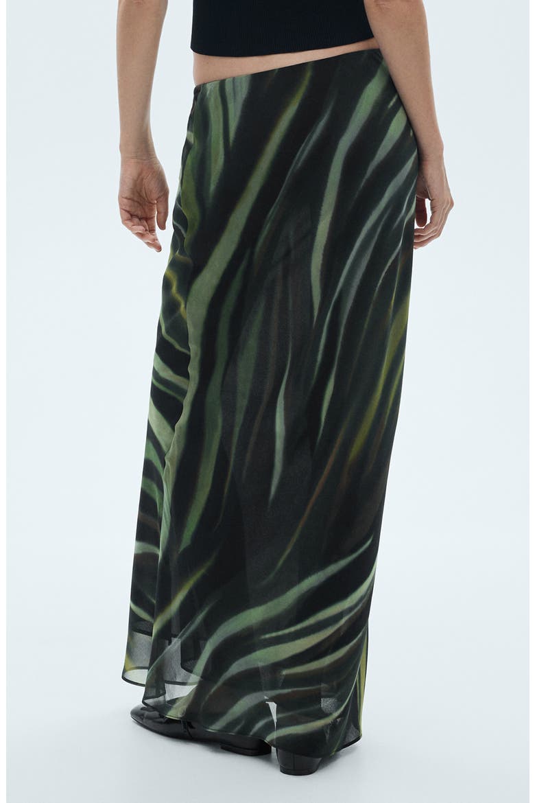 Palm Print Chiffon Maxi Skirt, Alternate, color, BLACK