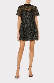 Milly Susie Clover Bow Organza Cocktail Minidress
