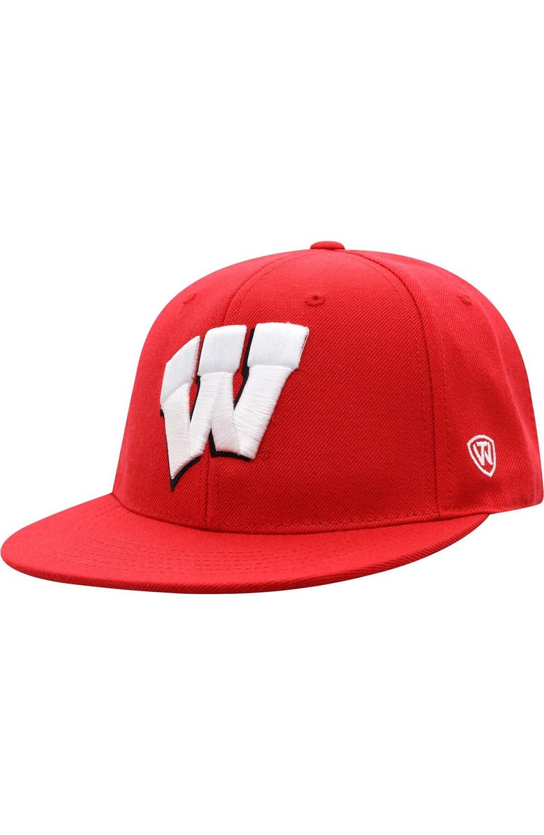 TOP OF THE WORLD Men's Top of the World Red Wisconsin Badgers Team Color Fitted Hat, Main, color, Red