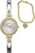 Timex® Aveline Bracelet Watch & Charm Bracelet Gift Set, 28mm