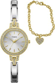 Timex® Aveline Bracelet Watch & Charm Bracelet Gift Set, 28mm