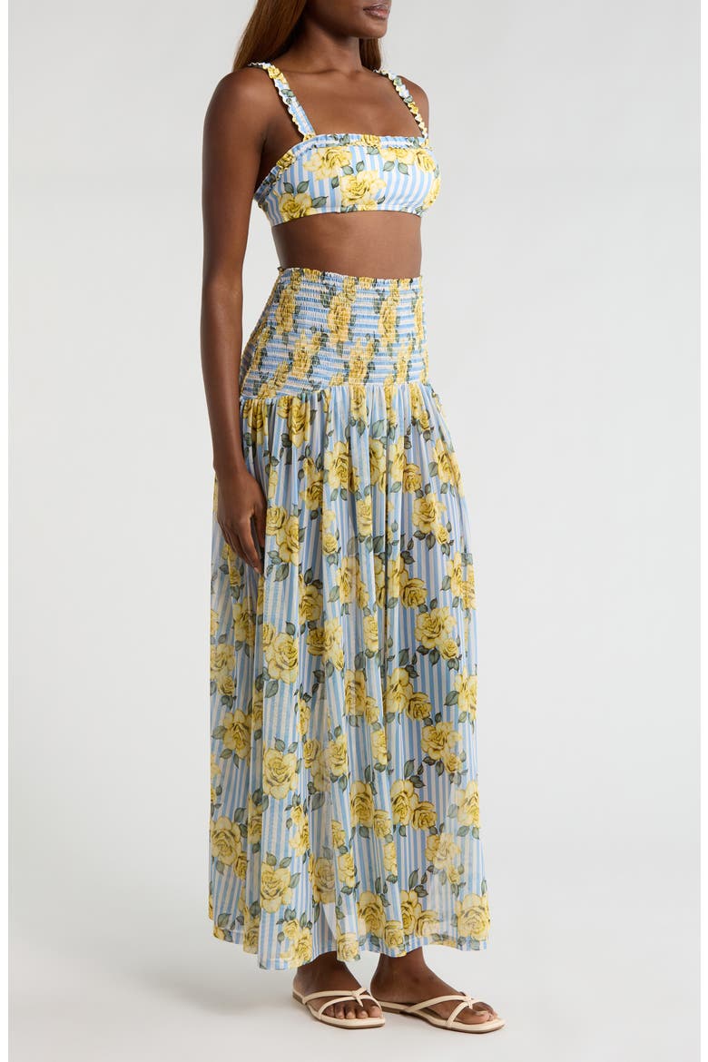 Smocked Cover-Up Maxi Skirt, Alternate, color, YELLOW ROSE