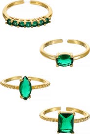 Ettika Set of 4 Cubic Zirconia Adjustable Rings