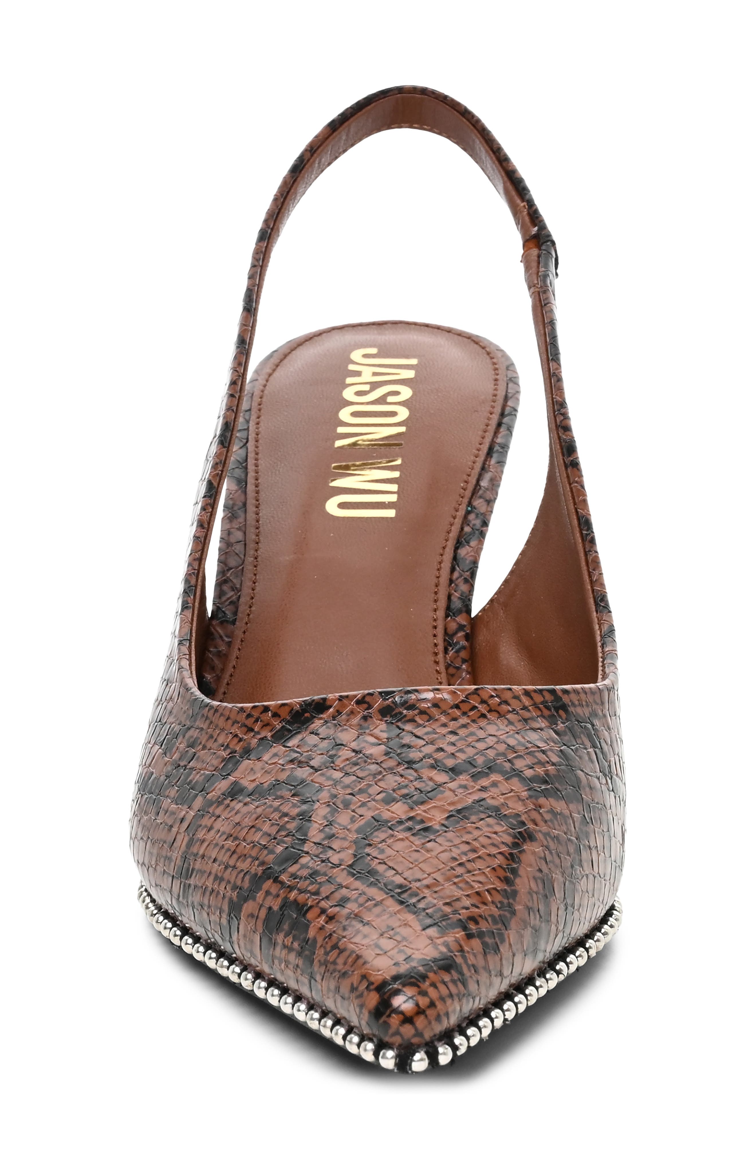 Pointed Toe Slingback Pump, Alternate, color, BROWN SNAKE