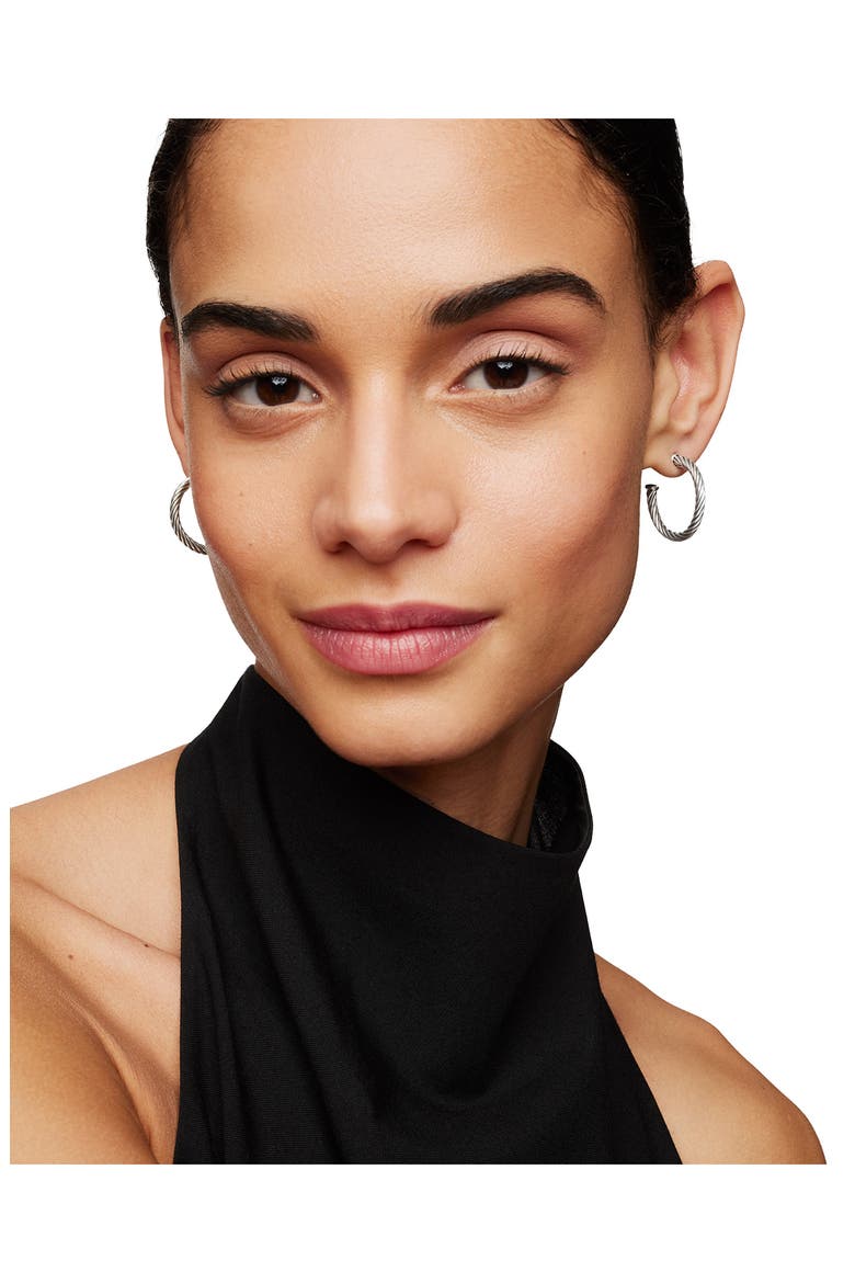 Cable Hoop Earrings, Alternate, color, SILVER