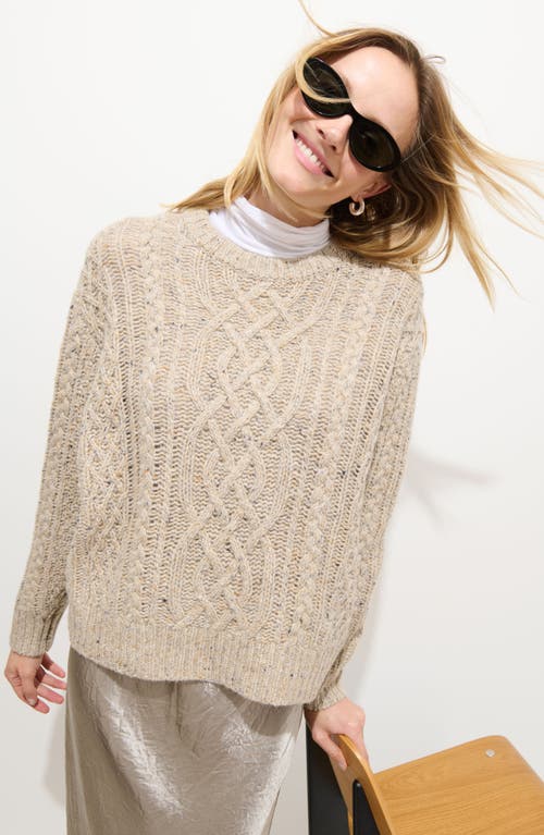 Alex Mill Madelyn Cable Knit Wool Blend Donegal Sweater In Brown
