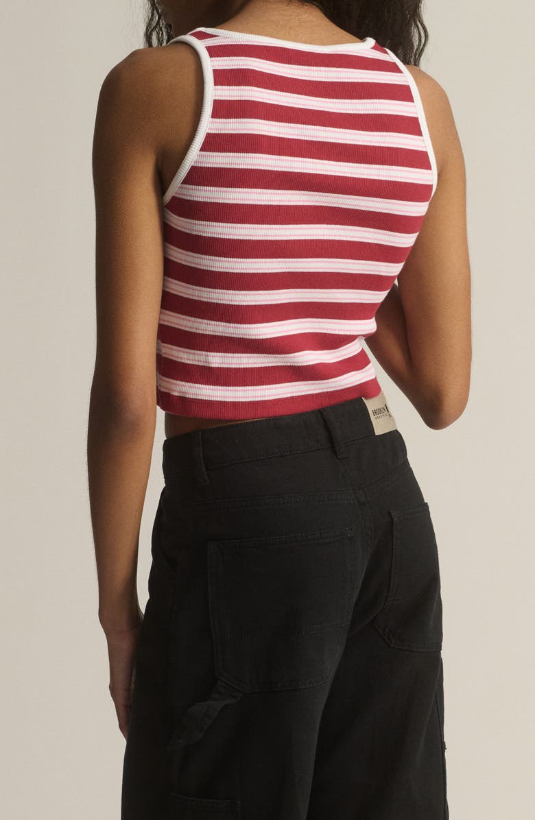 Brooklyn Industries Garnet Rib Stripe Crop Tank, Alternate, color, Garnet Stripe