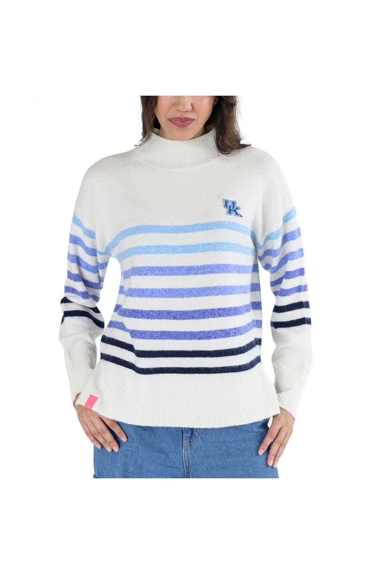Women's Lusso  White Kentucky Wildcats Simone Striple Mock Neck Oversized Pullover Sweater, Alternate, color, White