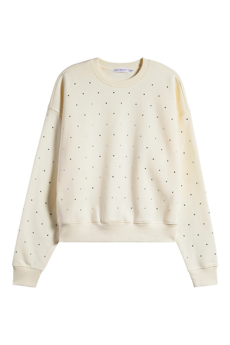 Crystal Embellished Sweatshirt, Alternate, color, CLOUD WHITE001