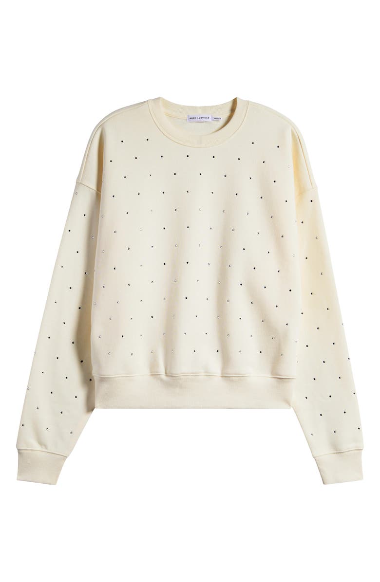 Good American Crystal Embellished Sweatshirt, Alternate, color, Cloud White001