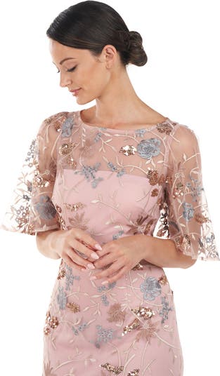 Daphne Embroidered Sequin Column Gown