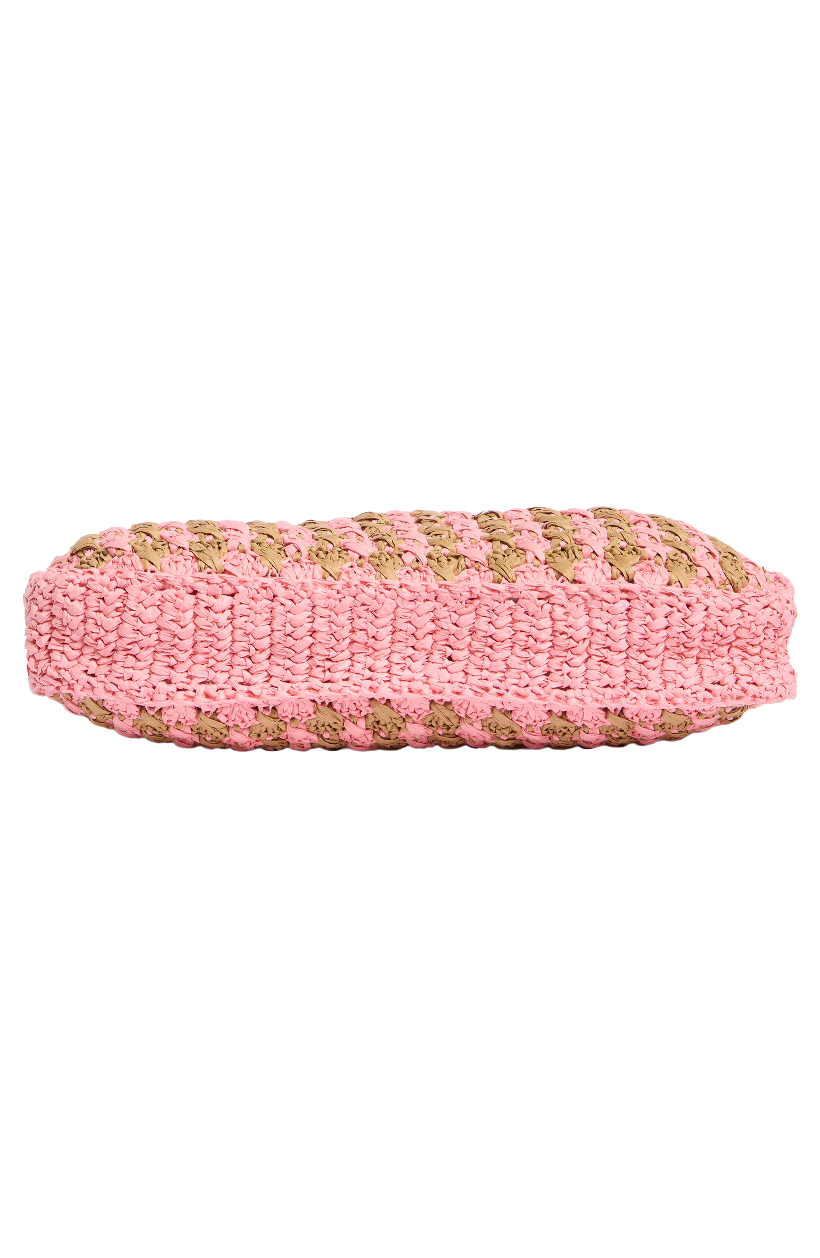 Two-Tone Crochet Tote Bag, Alternate, color, PEACH MULTI