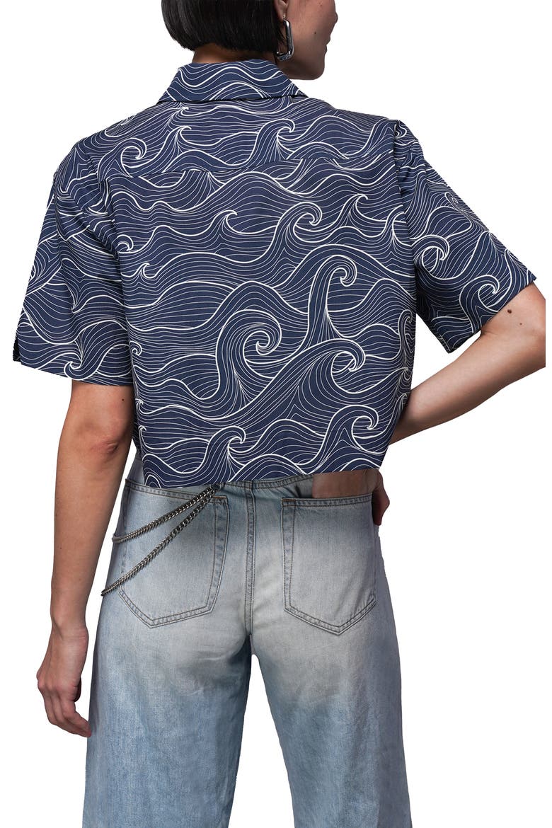 The Essential Cropped Button Up, Alternate, color, WAVES NAVY/WHITE