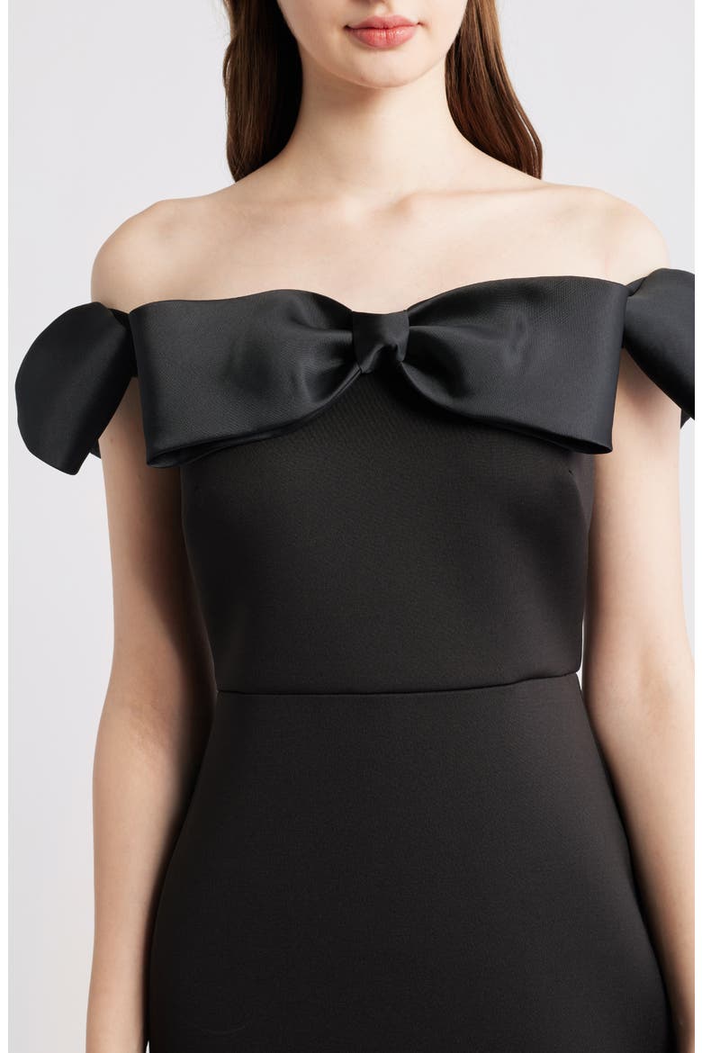 Off the Shoulder Bow Gown, Alternate, color, BLACK