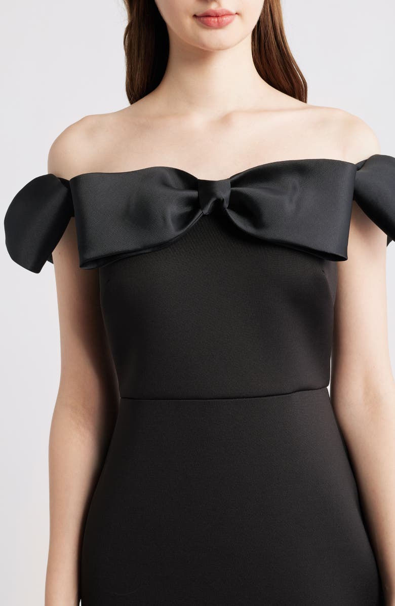 Eliza J Off the Shoulder Bow Gown, Alternate, color, Black