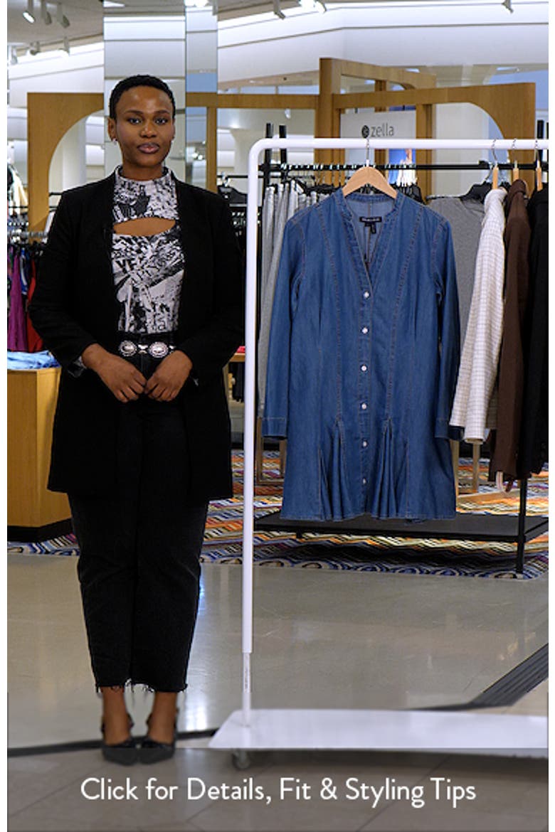 Korinda Godet Pleat Long Sleeve Denim Dress (Women) | Nordstrom