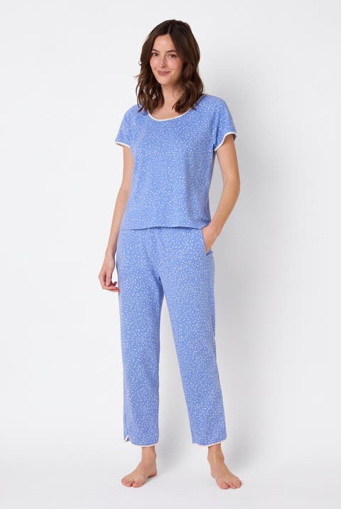 Pima Knit Short Sleeved Simple Set Stripes Dots