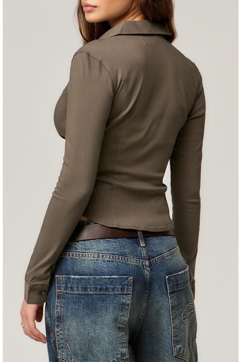 Hailey Zip-Up Shirt, Alternate, color, KHAKI