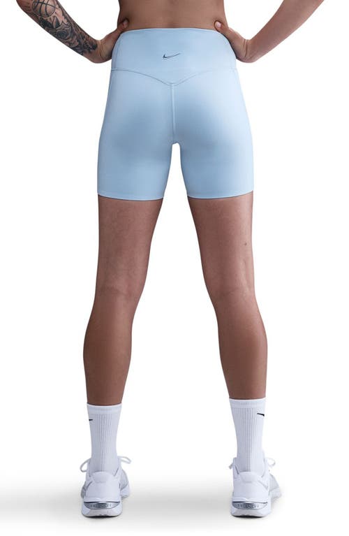 Nike Universa Medium-support High-waisted 5-inch Pocket Biker Shorts In Blue