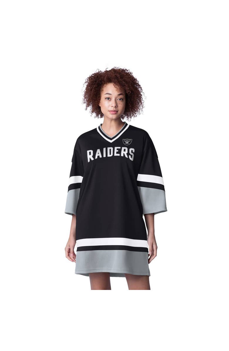 STARTER Women's Starter Black Las Vegas Raiders Slap Shot 3/4 Sleeve Sneaker Dress, Main, color, Black