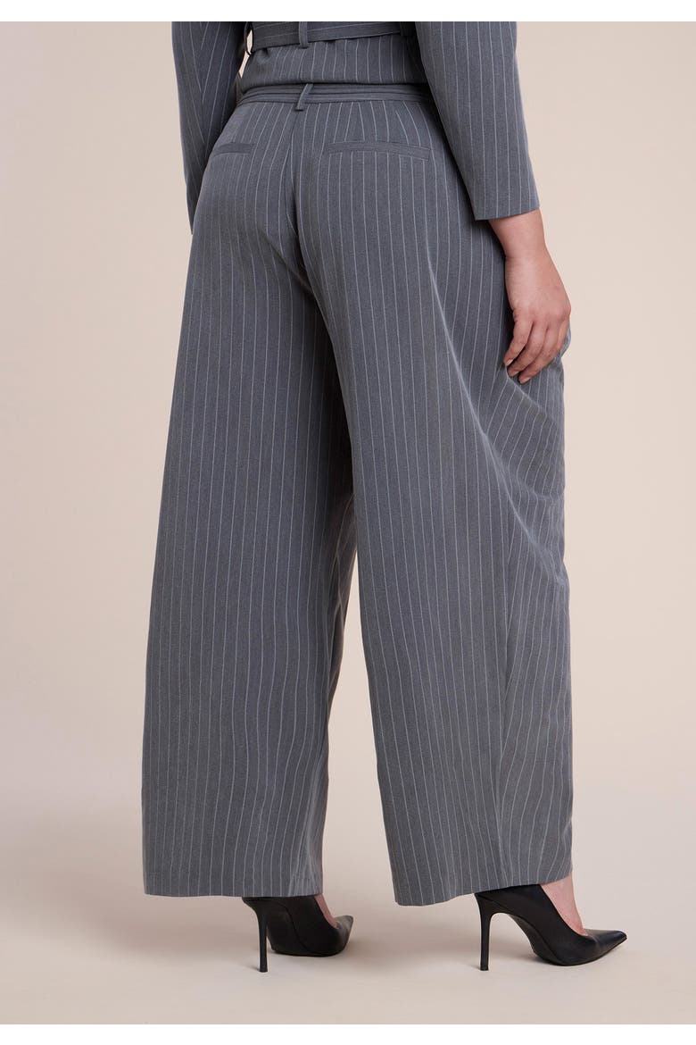 Pleated Wide Leg Trouser With Long Belt, Alternate, color, DARK HEATHER GREY