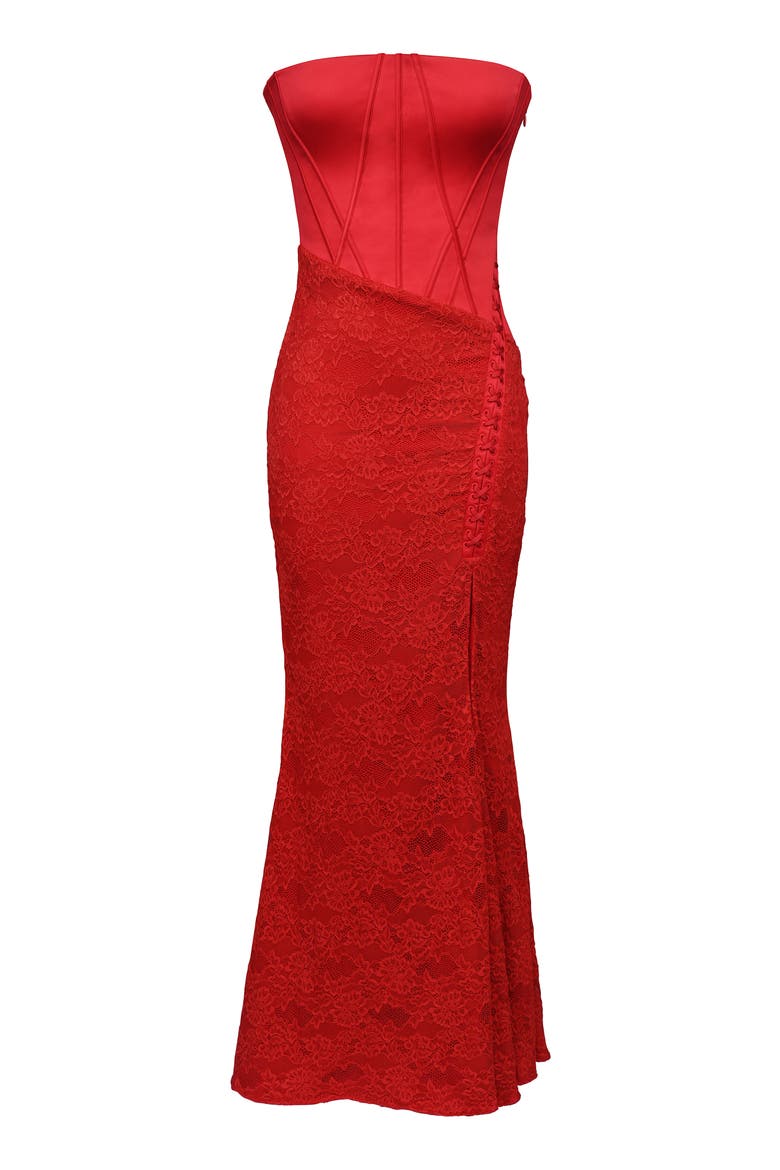Valerie Satin & Lace Corset Gown, Alternate, color, RED