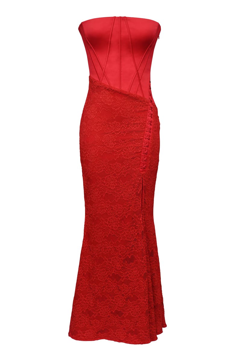 HOUSE OF CB Valerie Satin 
Lace Corset Gown, Alternate, color, Red