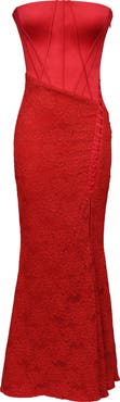 HOUSE OF CB Valerie Satin & Lace Corset Gown