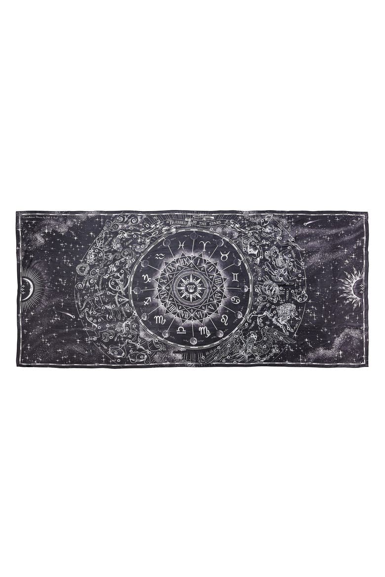 Zodiac Silk Chiffon Scarf, Alternate, color, Black