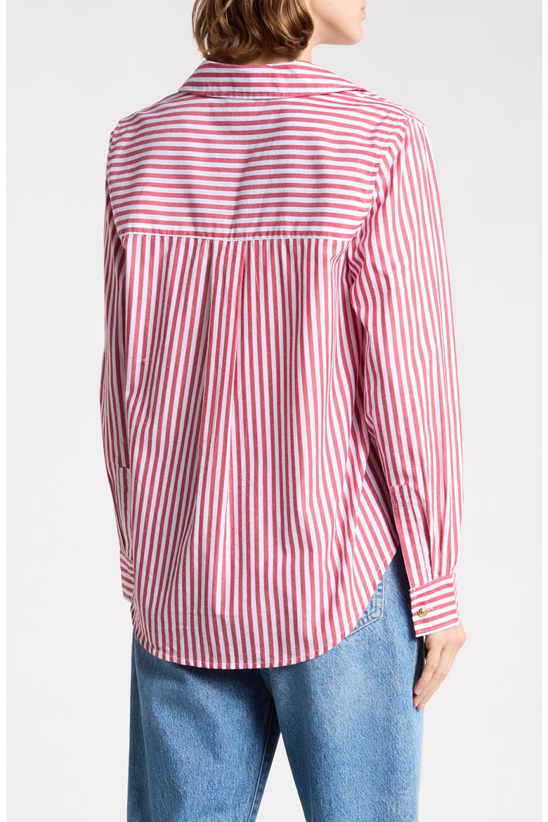 Bentley Stripe Long Sleeve Cotton Button-Up Shirt, Alternate, color, DARK CHERRY