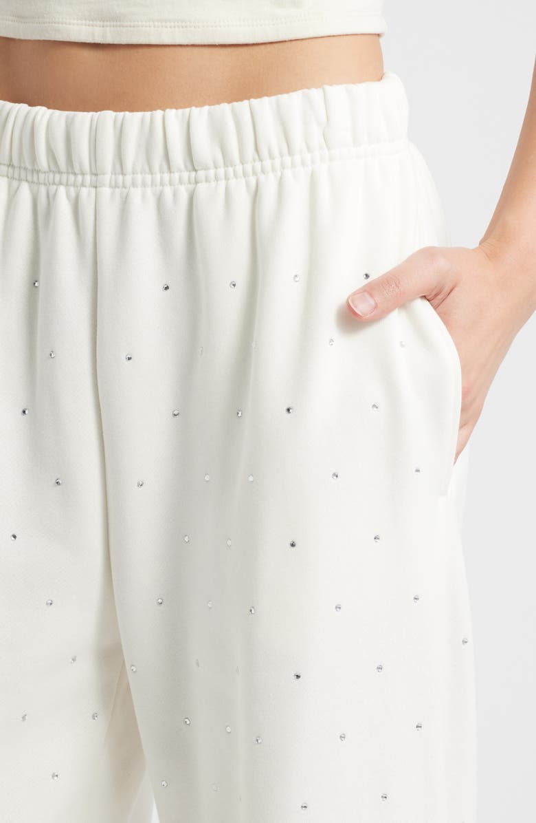 Good American Crystal Wide Leg Sweatpants, Alternate, color, Cloud White001