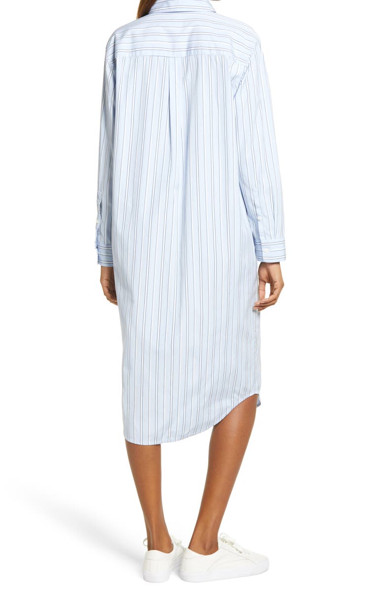 Treasure & Bond Stripe Long Sleeve Poplin Midi Shirtdress, Alternate, color,