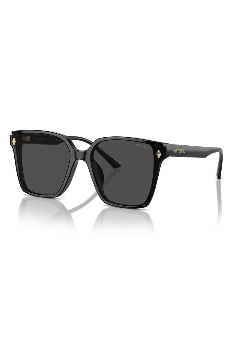 Jimmy Choo 61mm Oversize Square Sunglasses, Alternate, color, Black / Dark Grey