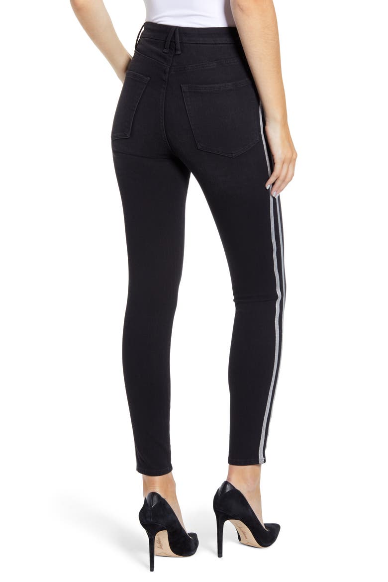 Good Legs Athletic Stripe High Waist Ankle Skinny Jeans, Alternate, color, BLACK064