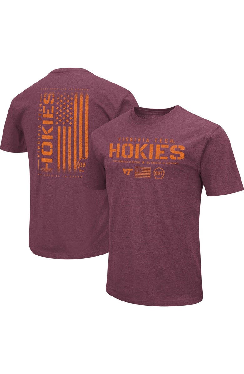 COLOSSEUM Men's Colosseum Heather Maroon Virginia Tech Hokies OHT Military Appreciation Flag 2.0 T-Shirt, Main, color, 