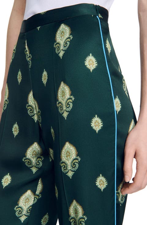 Paisley-print floaty trousers