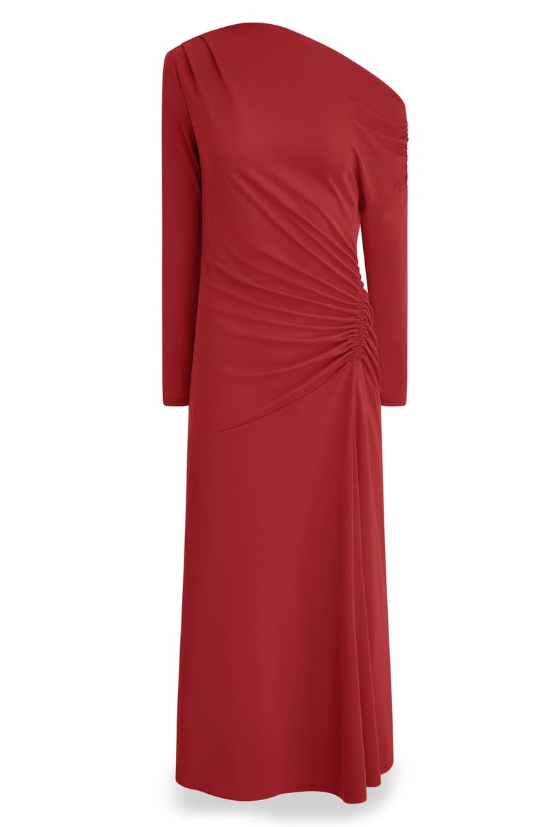Asymmetric Long Sleeve Dress, Alternate, color, RED