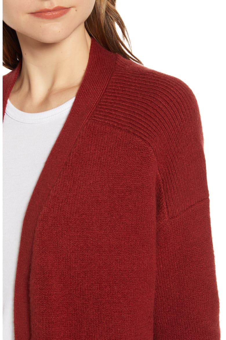 Throw-On Cotton & Wool Blend Cardigan, Alternate, color, RED SYRAH