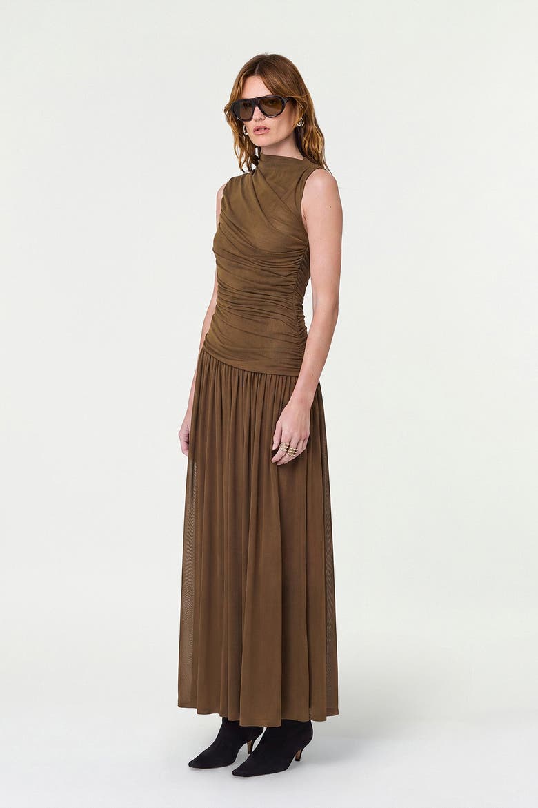 Misha Asym Sleeveless Dress, Alternate, color, Olive
