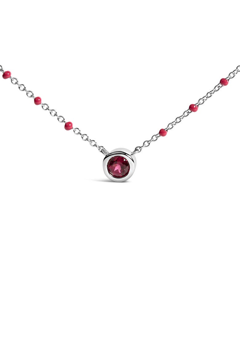 Sterling Silver Rhodolite Enamel Bead Chain Necklace, Alternate, color, Silver