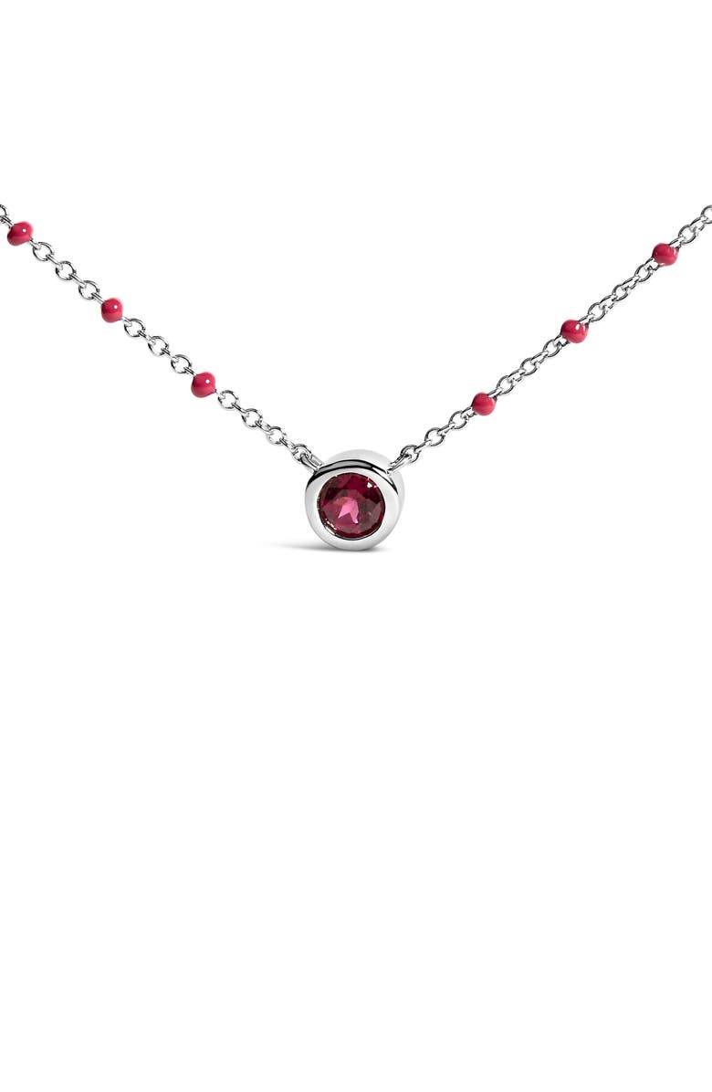 Haus of Brilliance Sterling Silver Rhodolite Enamel Bead Chain Necklace, Alternate, color, Silver