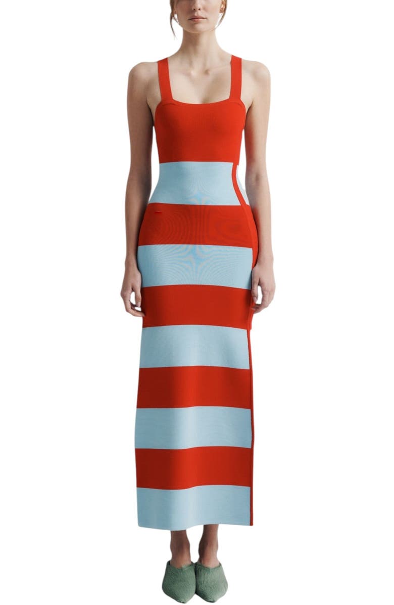 Romy Ava Knit Dress, Main, color, Red And Blue Stripe