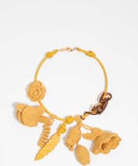 Bimba y Lola Mustard Monkey And Crochet Flowers Necklace